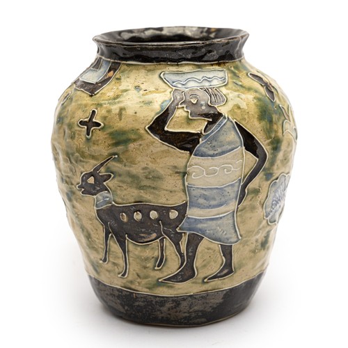 347 - A GLAZED POTTERY VASE