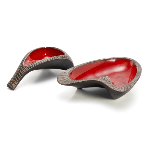 520 - TWO THREE-FOOTED KALAHARI STUDIO ORGANIC-SHAPED BOWLS