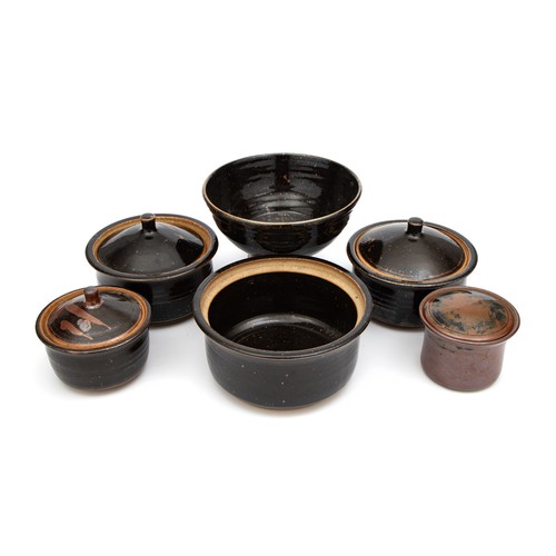 548 - FIVE ANDREW WALFORD LIDDED DISHES