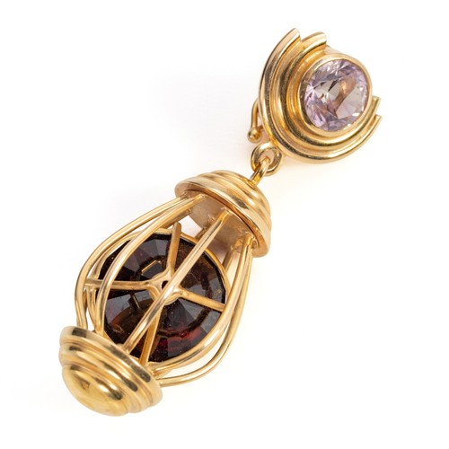 398 - A DOUBLE GEMSTONE ENHANCER PENDANT