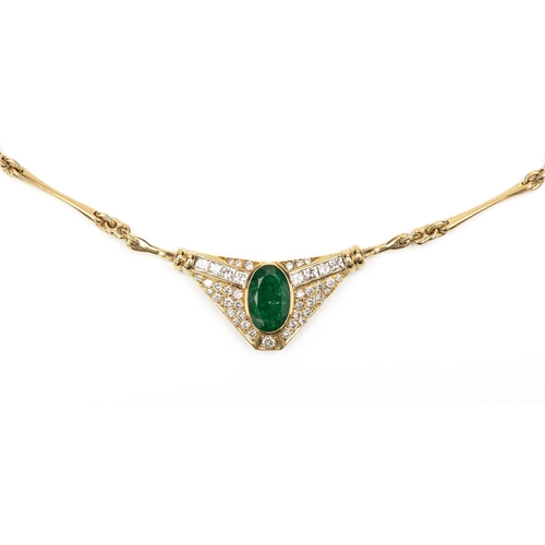 411 - A 3.50 CARAT EMERALD AND NATURAL DIAMOND PENDANT