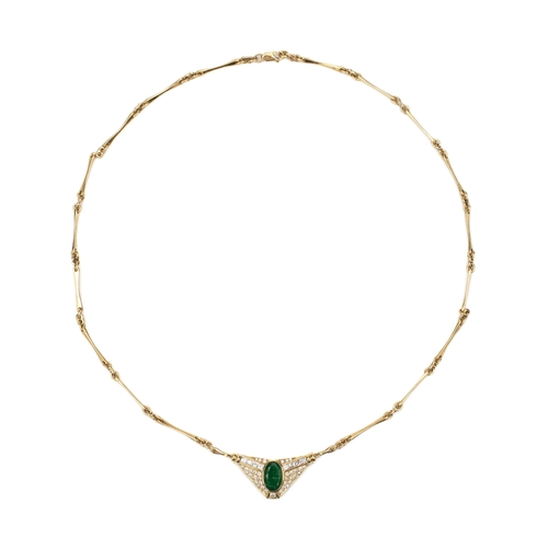 411 - A 3.50 CARAT EMERALD AND NATURAL DIAMOND PENDANT