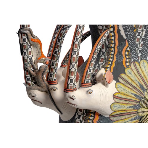 550 - A LARGE ARDMORE VASE WITH RHINOCEROS AND MONKEYS, 2016