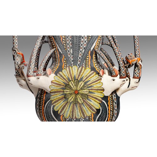550 - A LARGE ARDMORE VASE WITH RHINOCEROS AND MONKEYS, 2016