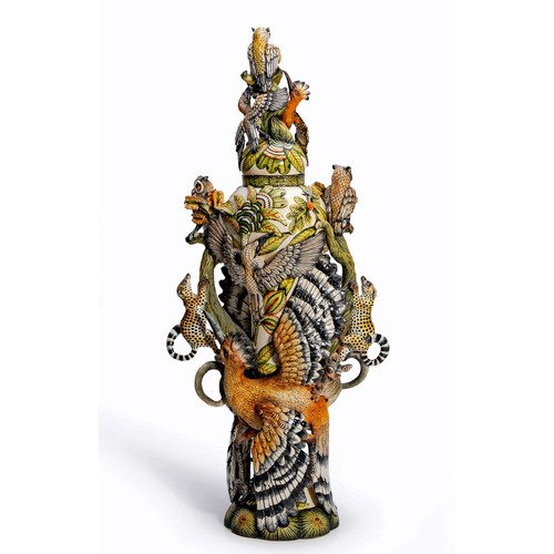 549 - A LARGE ARDMORE ‘CAMP CRITTERS’ LIDDED URN, 2019