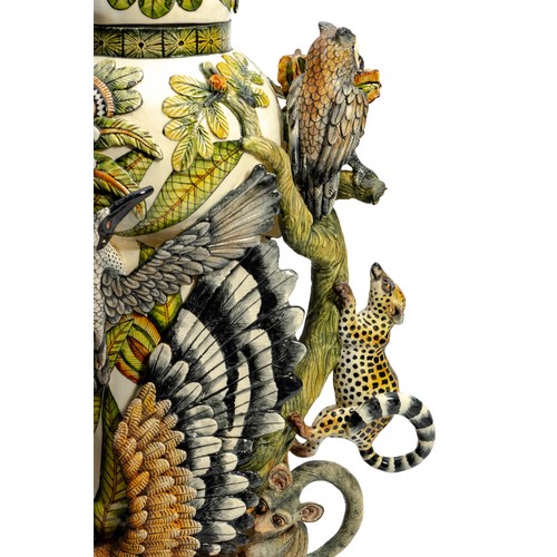 549 - A LARGE ARDMORE ‘CAMP CRITTERS’ LIDDED URN, 2019