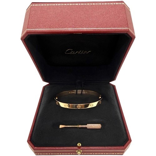 1482 - AN 18CT GOLD 'LOVE' BANGLE, CARTIER