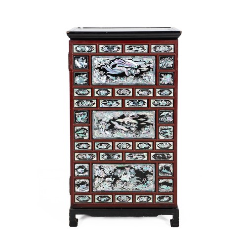 929 - A LACQUER AND MOTHER-OF-PEARL INLAID CABINET