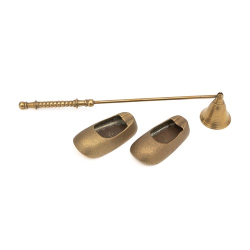 44 - A BRASS TEA-TRAY AND ORNAMENTS