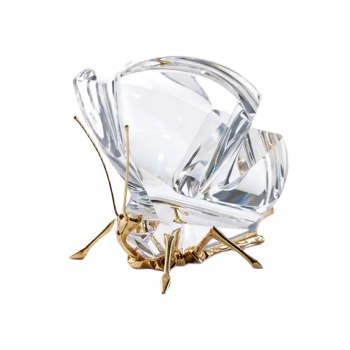 471 - A STEUBEN GLASS AND 18 KARAT GOLD CHRISTMAS EDITION BUTTERFLY