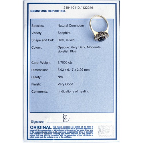 1439 - A CERTIFIED SAPPHIRE AND NATURAL DIAMOND DRESS RING