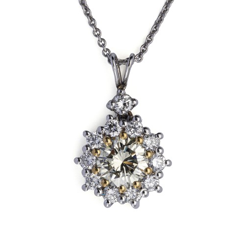 412 - A  1.65 CARAT NATURAL DIAMOND HALO PENDANT