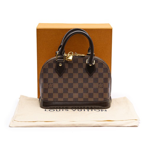 713 - A LOUIS VUITTON DAMIER EBÈNE ALMA BB HANDBAG