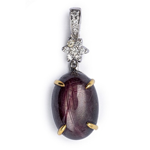 419 - A 15.08 CARAT RUBY AND NATURAL DIAMOND PENDANT