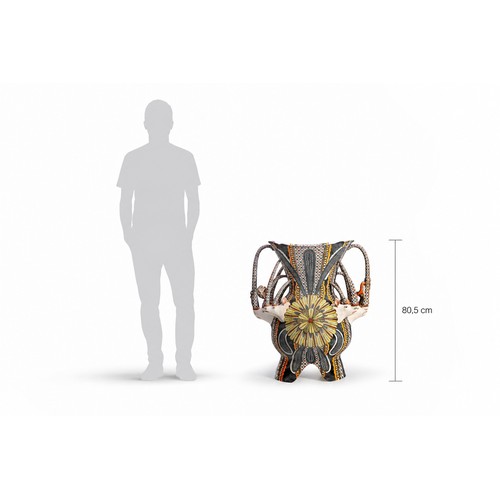 550 - A LARGE ARDMORE VASE WITH RHINOCEROS AND MONKEYS, 2016
