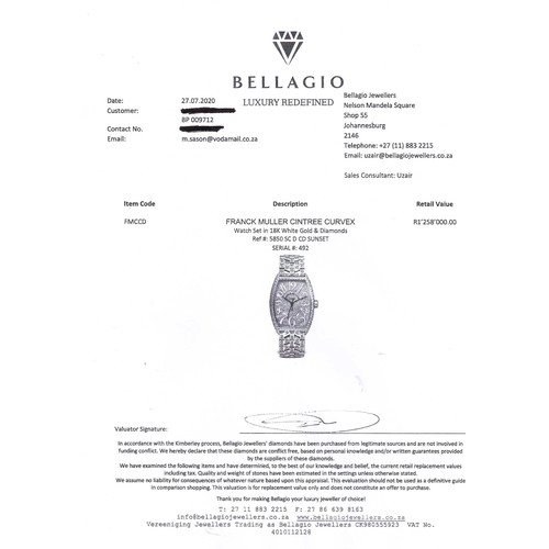 13 - A FRANCK MULLER NATURAL DIAMOND WRISTWATCH