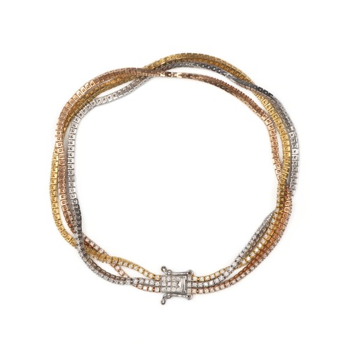  A NATURAL DIAMOND TENNIS BRACELET, 4.00 CARATS