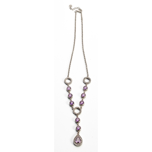 48 - A SILVER AND GEMSTONE NECKLACE