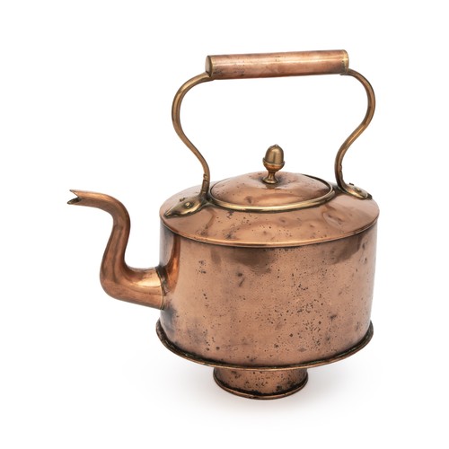 61 - A LARGE COPPER AND BRASS KETTLE