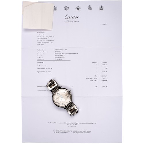 2 - A UNISEX CARTIER BALLON BLEU WRISTWATCH