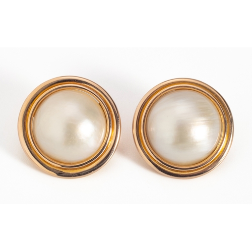 27 - A PAIR OF MABE PEARL EARRINGS