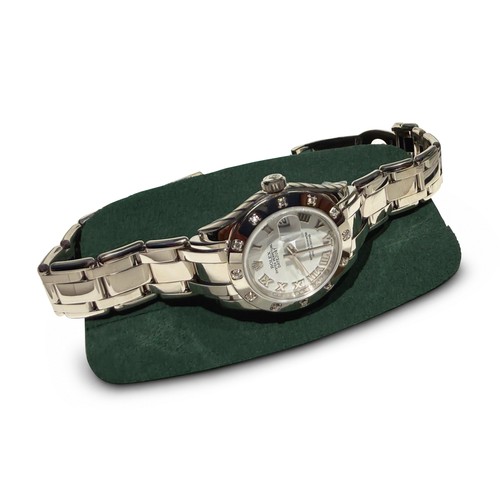 10 - A LADY'S FULL WHITE GOLD NATURAL DIAMOND WRISTWATCH, ROLEX OYSTER PERPETUAL