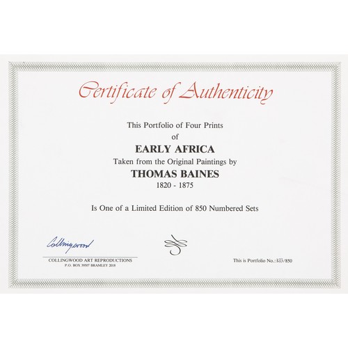 45 - A PORTFOLIO OF FOUR REPRODUCTIONS BY THOMAS BAINES, 'EARLY AFRICA'