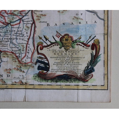 8450 - Emanuel Bowen  - Map of South West Germany 1744-47.

Hand-coloured copper plate engraved map -  A Ne... 