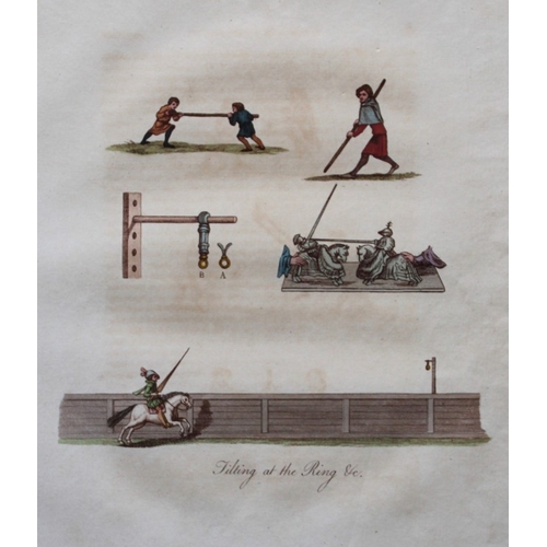 8472 - Joseph Strutt - 4 prints of Tournament and Jousting 1801.

These beautifully hand-coloured engraved ... 