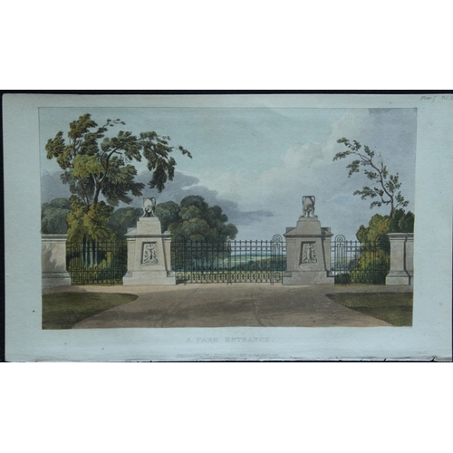 8606 - R Ackermann - 2 engravings of Park Lodge and Entrance 1816.

These original hand coloured aquatint e... 