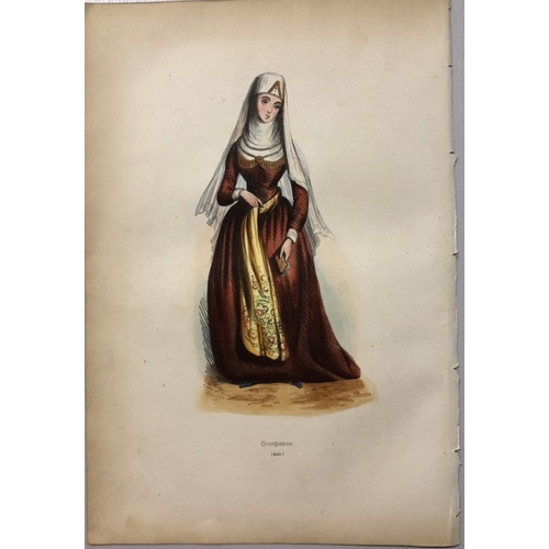 8684 - A Wahlen - 2 engravings: Tartar woman from Tomsk and Lady from Georgia 1843.

These hand-coloured wo... 