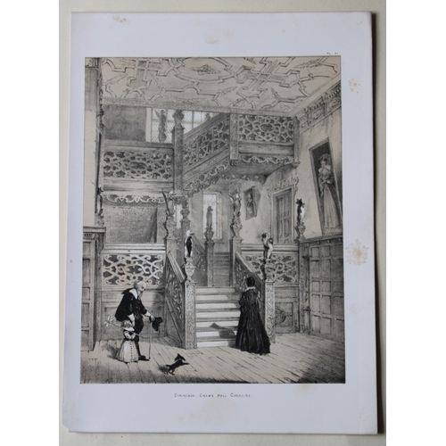 8906 - Nash J - 2 lithographs of Crewe Hall, Cheshire  1869.

These two lithographs of  The Staircase and  ... 