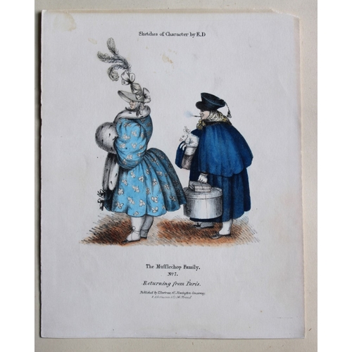 8491 - Dubuisson - 4 lithographs of The Mufflechop Family c1830.

The Mufflechop Family - hand coloured lit... 