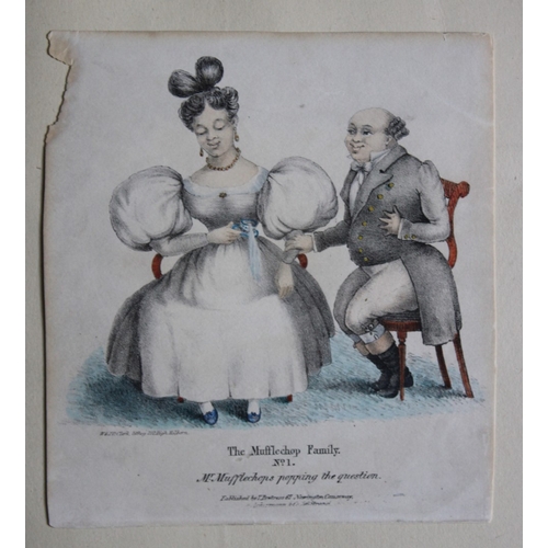 8492 - Dubuisson - 4 lithographs of The Mufflechop Family c1830.

The Mufflechop Family - hand coloured lit... 