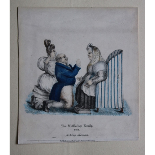 8492 - Dubuisson - 4 lithographs of The Mufflechop Family c1830.

The Mufflechop Family - hand coloured lit... 