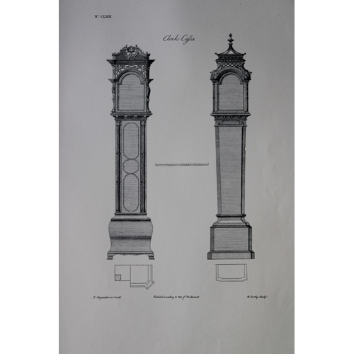 8529 - Thomas Chippendale - 3 engravings of Clock Cases 1762.

These copperplate engravings are from the th... 