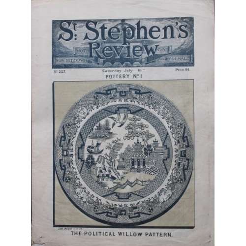 8573 - Tom Merry political cartoon - Willow Pattern 1887.

This single page coloured lithograph of a cover ... 