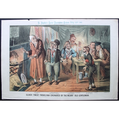 8578 - Tom Merry political cartoon - Oliver Twist 1887.

This double-page coloured lithograph OLIVER (TWIST... 