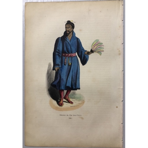 8678 - A Wahlen - 2 engravings: Man of Lou-Tchou island and a Formosan man 1843.

These hand-coloured woodc... 