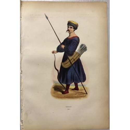 8683 - A Wahlen - 2 engravings: Kalmouk man and Durani tribesman 1843.

These hand-coloured woodcut engravi... 