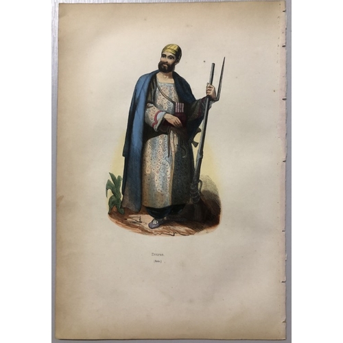 8683 - A Wahlen - 2 engravings: Kalmouk man and Durani tribesman 1843.

These hand-coloured woodcut engravi... 