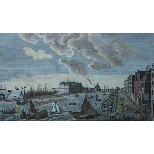 8867 - Vue d'Optique - Admiralty Office, Dock Yard etc Amsterdam c1770.

This original hand-coloured engrav... 