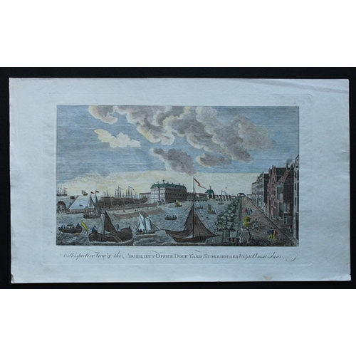 8867 - Vue d'Optique - Admiralty Office, Dock Yard etc Amsterdam c1770.

This original hand-coloured engrav... 