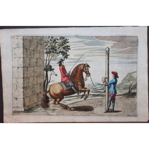 9293 - Georg Winter - Rare Bellerophon engraving of dressage training 1678. 

This rare hand-coloured dress... 