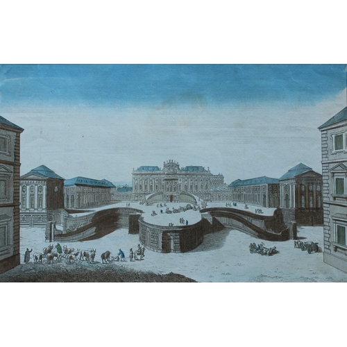 9881 - Vue d'Optique - Schwarzenberg Palace, Vienna c1770. 

This original hand-coloured engraving is the V... 