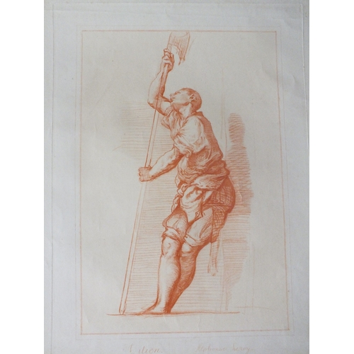 9888 - This study of a man with a poleaxe entitled Citien is by Alphonse Leroy after Giulio Campi. Publishe... 