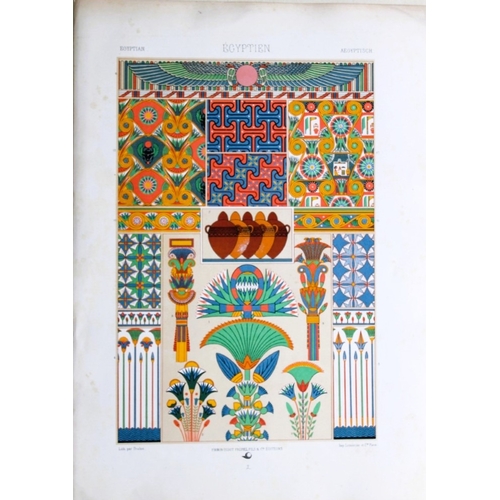A Racinet - 2 lithographs of Egyptian designs 1873. These lithographic ...