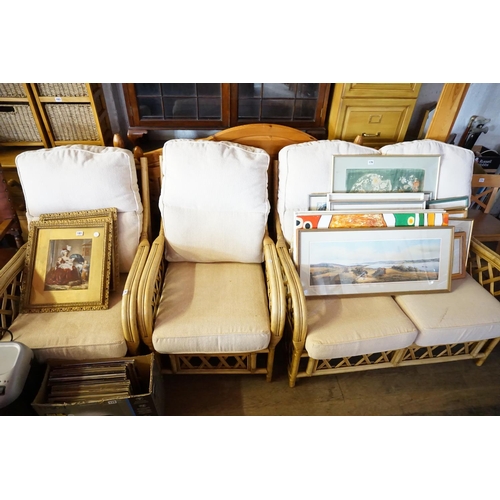 178 - A cane conservatory suite