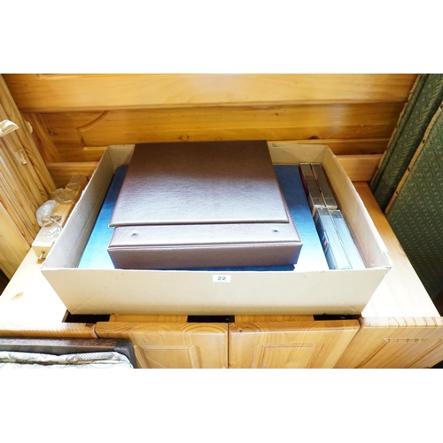 22 - A box of assorted folios etc