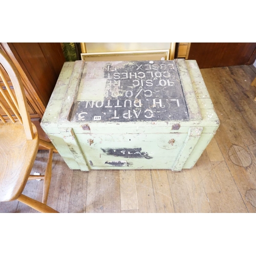 224 - A painted pine military trunk